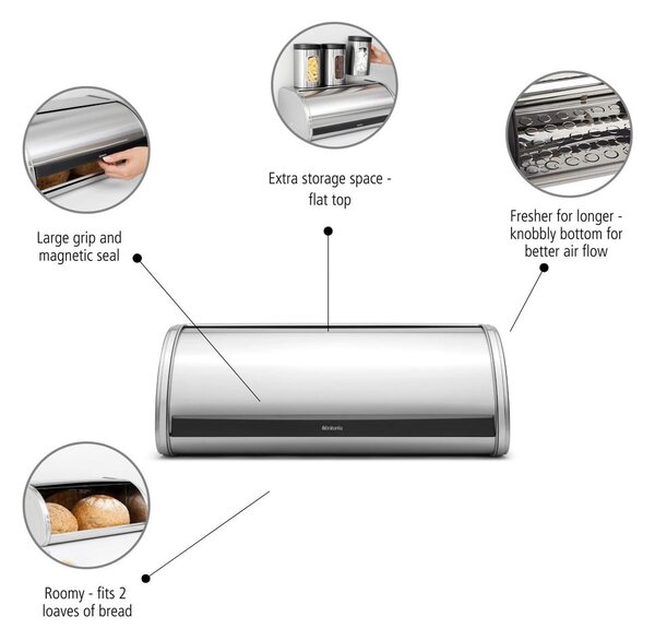 Čelična posuda za kruh Roll Top – Brabantia