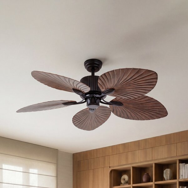 Lucande Silvaris stropni ventilator, Ø 132 cm, efekt drva, DC, tih, Drvo, Dnevni boravak/blagovaonica, Plastika