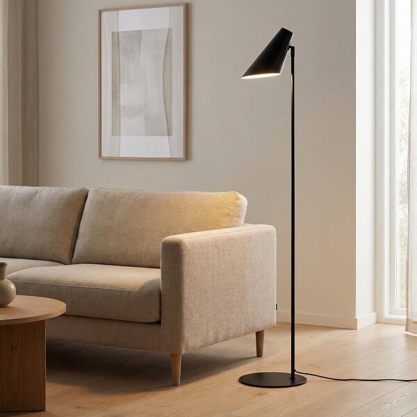 Dyberg Larsen Cale podna lampa od crnog metala, Crno, Dnevni boravak/blagovaonica, Metal