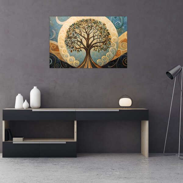 Slika – Drvo života i spirale (90x60 cm)