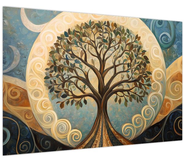 Slika – Drvo života i spirale (90x60 cm)