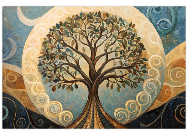 Slika – Drvo života i spirale (90x60 cm)