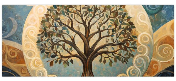 Slika – Drvo života i spirale (120x50 cm)