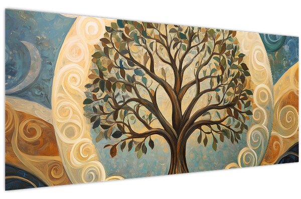 Slika – Drvo života i spirale (120x50 cm)