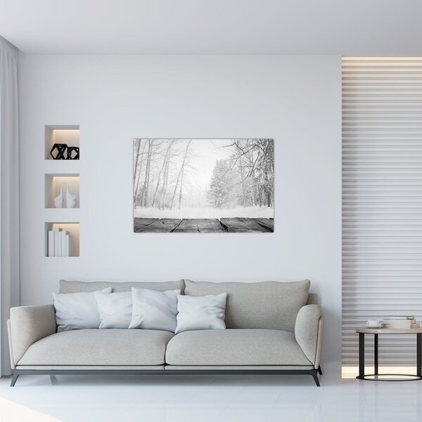 Slika - Drveni mol zimi (90x60 cm)