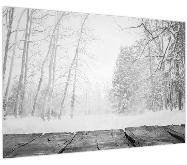 Slika - Drveni mol zimi (90x60 cm)