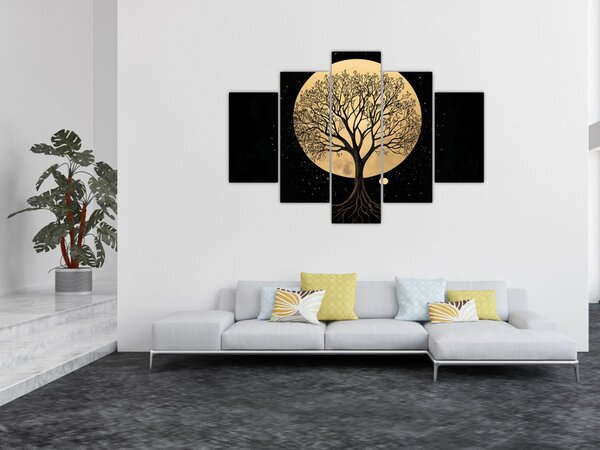 Slika – Drvo u zlatnom punom mjesecu I. (150x105 cm)