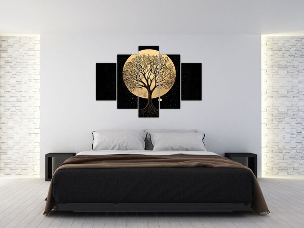 Slika – Drvo u zlatnom punom mjesecu I. (150x105 cm)