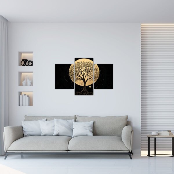 Slika – Drvo u zlatnom punom mjesecu I. (90x60 cm)