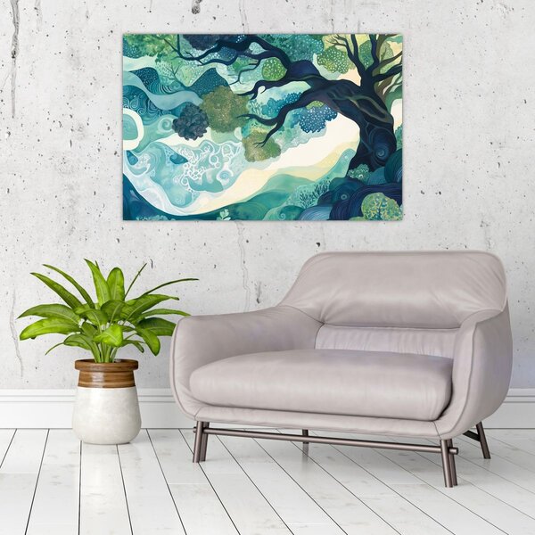 Slika – Zelena krošnja drveta života (90x60 cm)