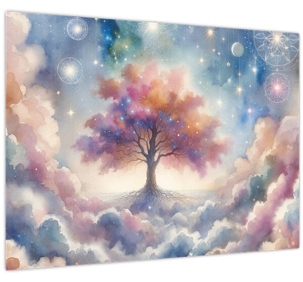 Slika – Drvo života u oblacima (70x50 cm)