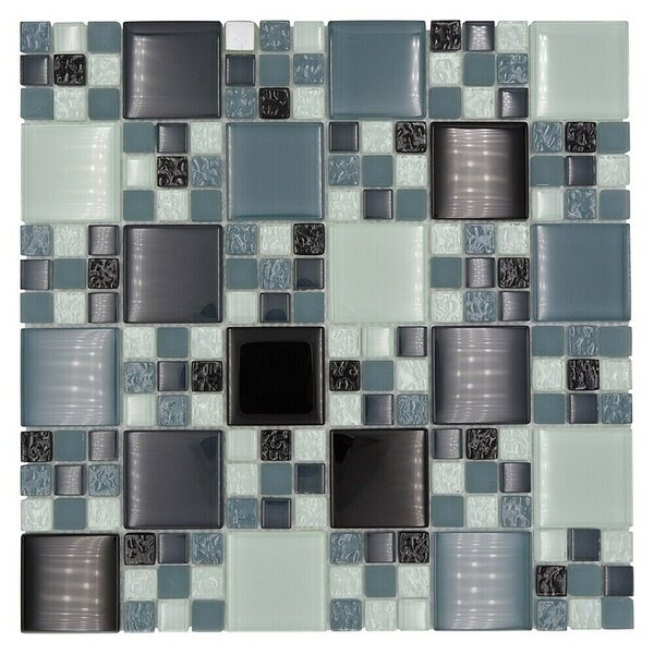 Mozaik pločica Crystal Mix XCM 8565 (30 x 30 cm, Siva-crna-zelena, Sjaj)