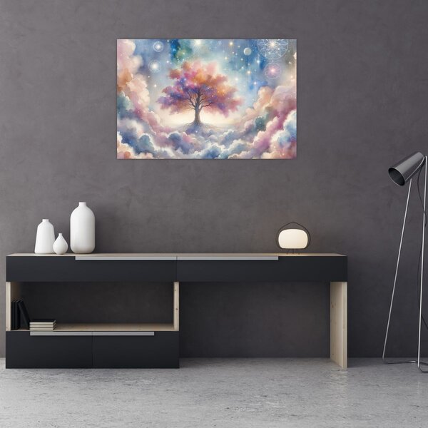 Slika – Drvo života u oblacima (90x60 cm)