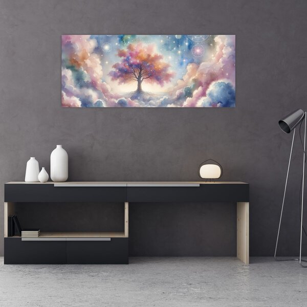 Slika – Drvo života u oblacima (120x50 cm)
