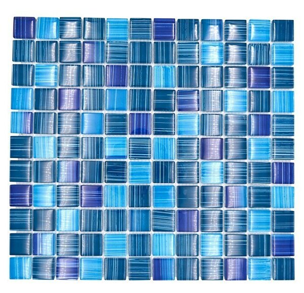 Mozaik pločica Quadrat Crystal XCM 8285 (32,7 x 30,2 cm, Plave boje, Sjaj)