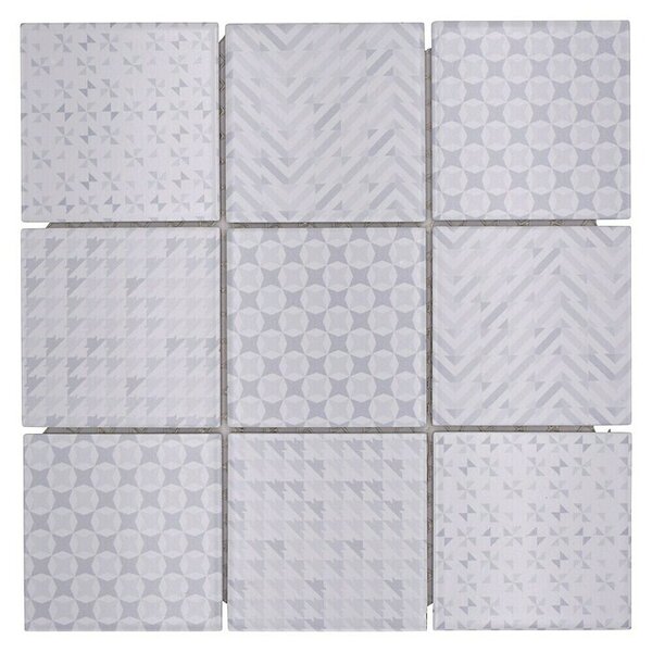 Mozaik pločica Quadrat Geo White GEOW (29,8 x 29,8 cm, Bijele boje, Sjaj)