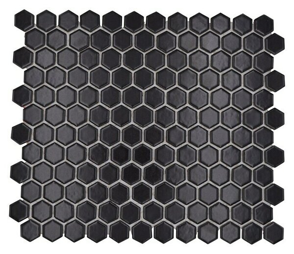 Mozaik pločica Hexagon Uni HX 065 (26 x 30 cm, Crne boje, Mat)