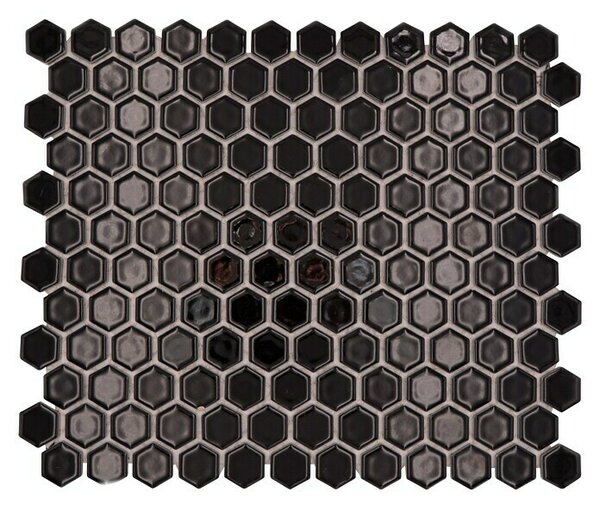 Mozaik pločica Hexagon Uni HX 060 (26 x 30 cm, Crne boje, Sjaj)