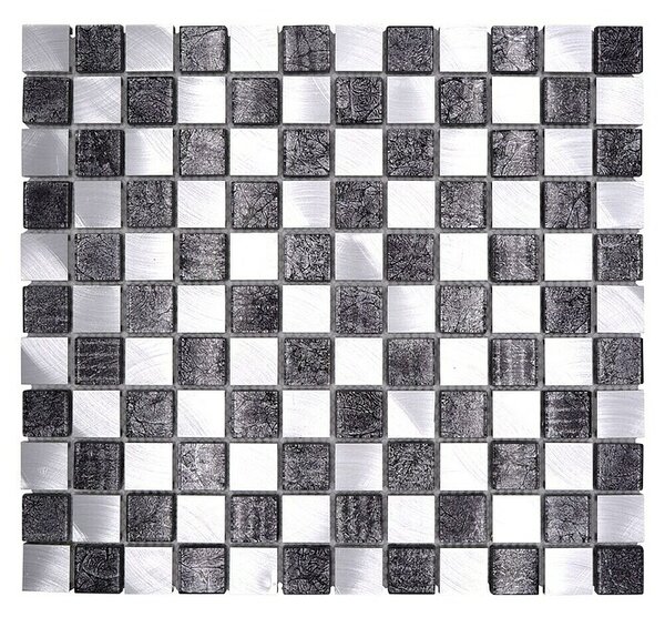 Mozaik pločica Crystal Mix XAM A851 (32,7 x 30,2 cm, Crne-srebrne boje, Mat)
