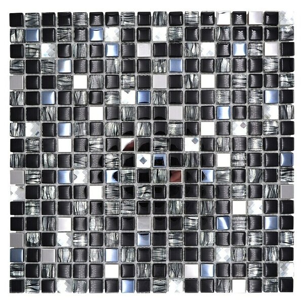 Mozaik pločica Quadrat Crystal Mix XCM M780 (30 x 30 cm, Crne boje, Sjaj)