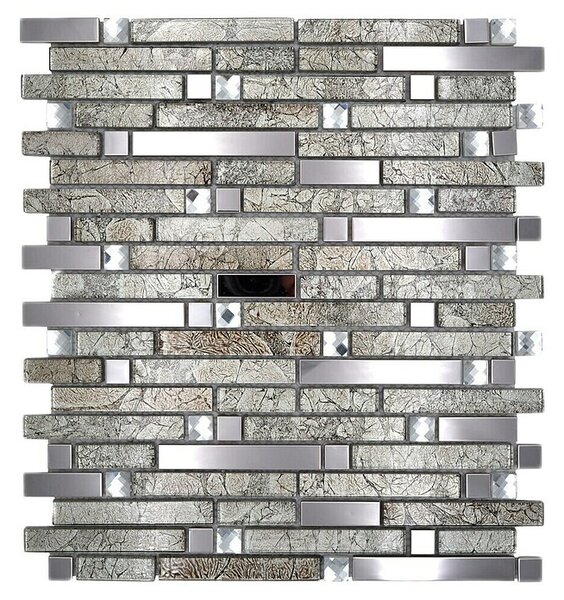 Mozaik pločica Crystal Mix XCM GV908 (29,8 x 33,8 cm, Srebrne boje, Sjaj)