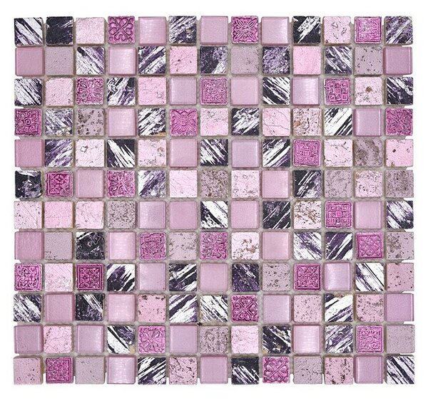 Mozaik pločica Quadrat Crystal Mix XCM CB 35 (32,7 x 30,2 cm, Pink, Sjaj)
