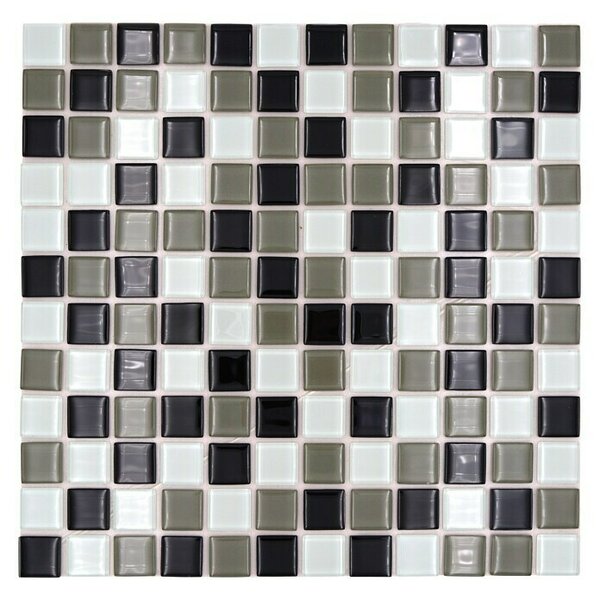 Samoljepljiva mozaik pločica Quadrat Crystal Mix SAM 4CM30 (30 x 30 cm, Crna-smeđa-bijela, Sjaj)