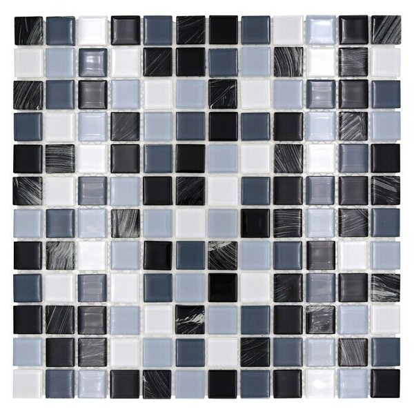 Samoljepljiva mozaik pločica Quadrat Crystal SAM 4CM28 (30 x 30 cm, Sive boje, Sjaj)