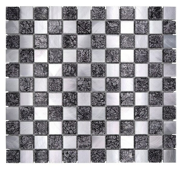 Mozaik pločica Crystal Mix XAM A451 (32,7 x 30,2 cm, Crne-srebrne boje, Mat)
