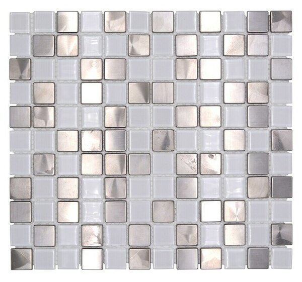 Mozaik pločica Quadrat Crystal Mix XAM A441 (32,7 x 30,2 cm, Bijele boje, Sjaj)