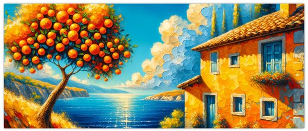 Slika - Kuća s narančama II. (120x50 cm)