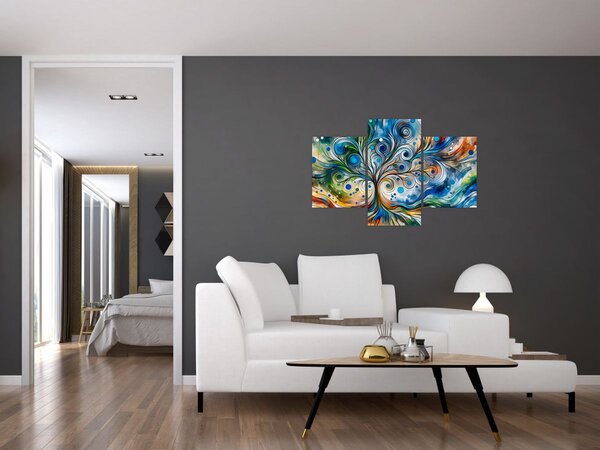 Slika – Šareno energetsko drvo (90x60 cm)