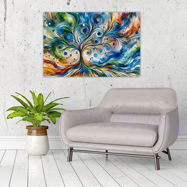 Slika – Šareno energetsko drvo (90x60 cm)