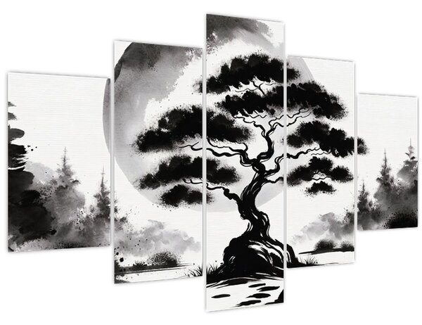 Slika – Crno-bijeli bonsai (150x105 cm)