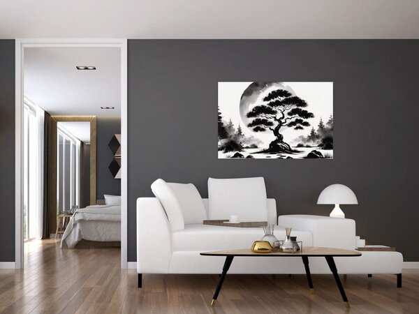 Slika – Crno-bijeli bonsai (90x60 cm)