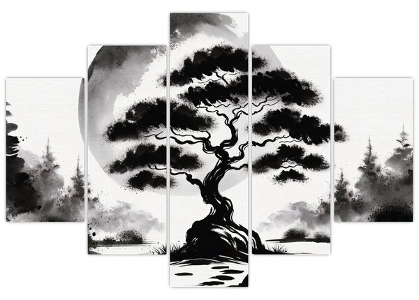 Slika – Crno-bijeli bonsai (150x105 cm)