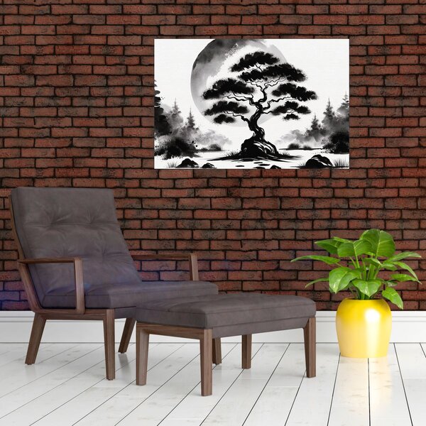 Slika – Crno-bijeli bonsai (90x60 cm)