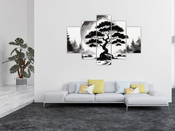 Slika – Crno-bijeli bonsai (150x105 cm)