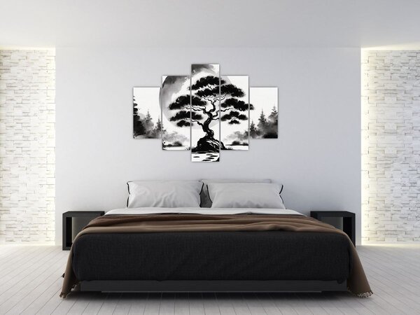 Slika – Crno-bijeli bonsai (150x105 cm)