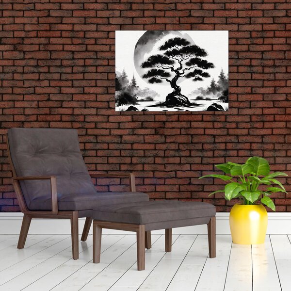 Slika – Crno-bijeli bonsai (70x50 cm)
