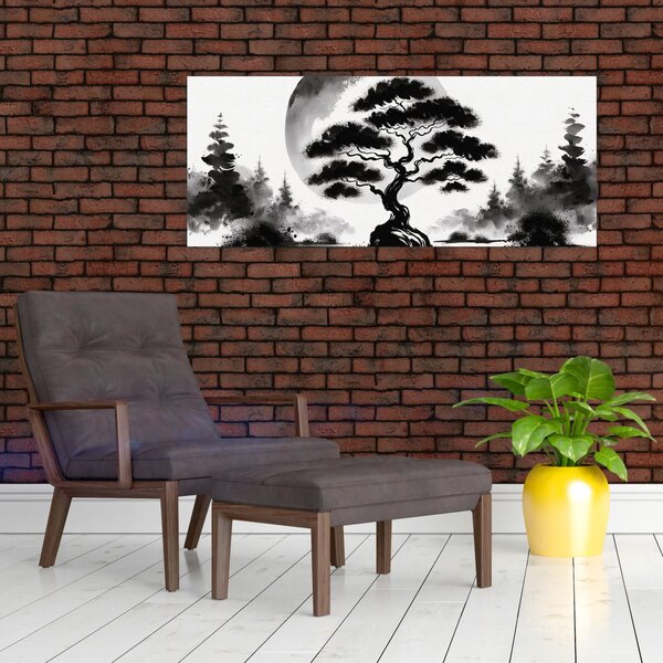 Slika – Crno-bijeli bonsai (120x50 cm)
