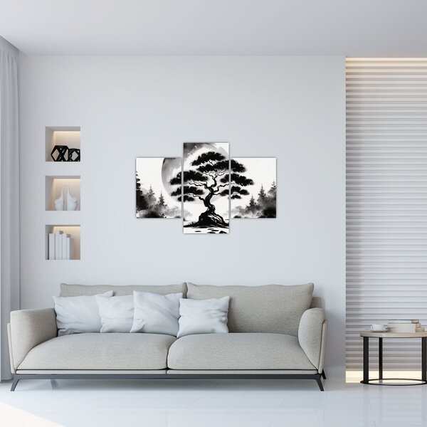 Slika – Crno-bijeli bonsai (90x60 cm)