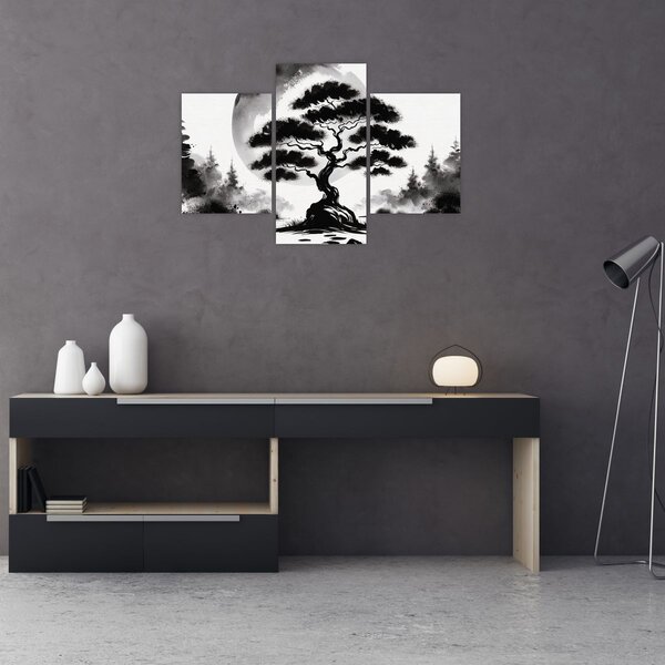 Slika – Crno-bijeli bonsai (90x60 cm)