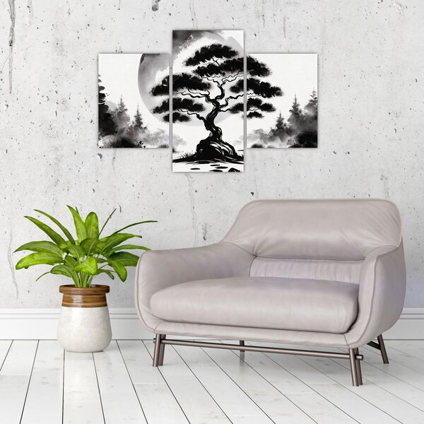 Slika – Crno-bijeli bonsai (90x60 cm)