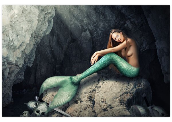 Slika - Sirena na stijeni (90x60 cm)