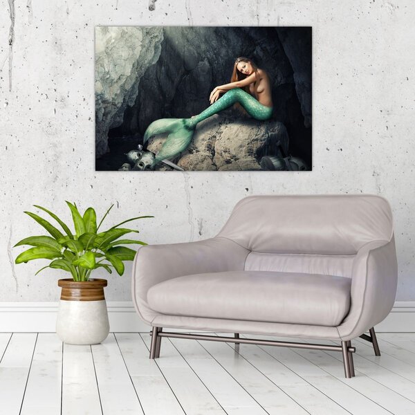 Slika - Sirena na stijeni (90x60 cm)
