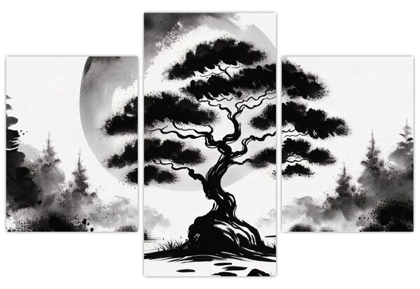 Slika – Crno-bijeli bonsai (90x60 cm)