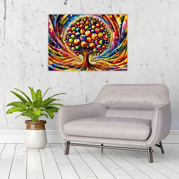 Slika – Šareno drvo s jabukama (70x50 cm)