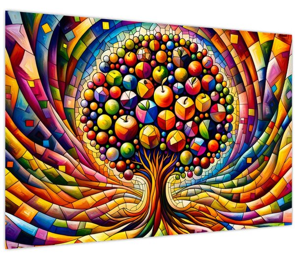Slika – Šareno drvo s jabukama (90x60 cm)
