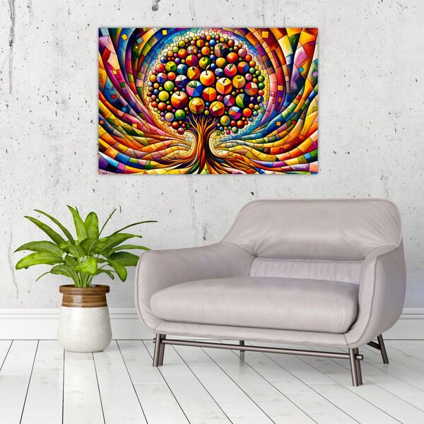 Slika – Šareno drvo s jabukama (90x60 cm)